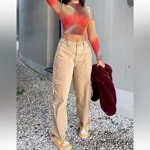 Cargo carpenter jeans - khaki FASHION NOVA